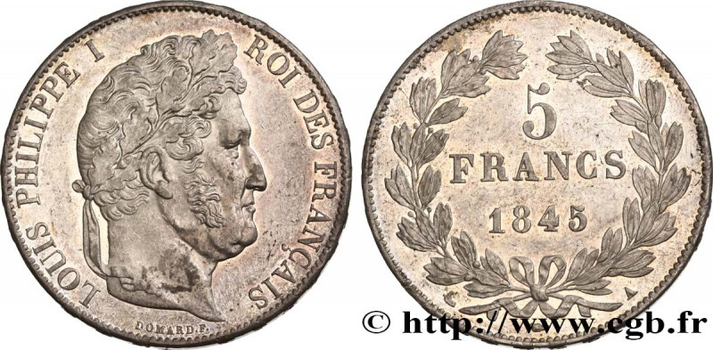 LOUIS-PHILIPPE I
Type : 5 francs IIIe type Domard 
Date : 1845 
Mint name / T...