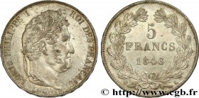 LOUIS-PHILIPPE I
Type : 5 francs IIIe type Domard 
Date : 1846 
Mint name / Town : Bordeaux 
Quantity minted : 481727 
Metal : silver 
Millesima...