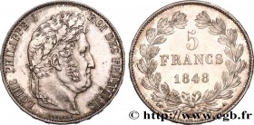 LOUIS-PHILIPPE I
Type : 5 francs, IIIe type Domard 
Date : 1848 
Mint name / Town : Paris 
Quantity minted : 3048692 
Metal : silver 
Millesimal...