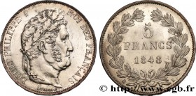 LOUIS-PHILIPPE I
Type : 5 francs IIIe type Domard 
Date : 1848 
Mint name / Town : Bordeaux 
Quantity minted : 165615 
Metal : silver 
Millesima...