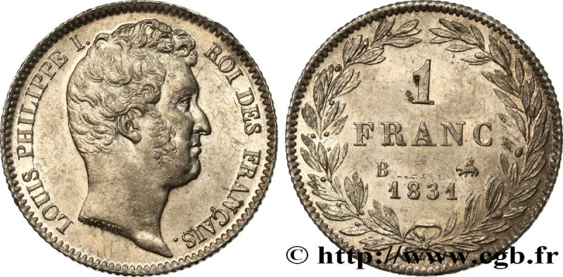 LOUIS-PHILIPPE I
Type : 1 franc Louis-Philippe, tête nue 
Date : 1831 
Mint n...