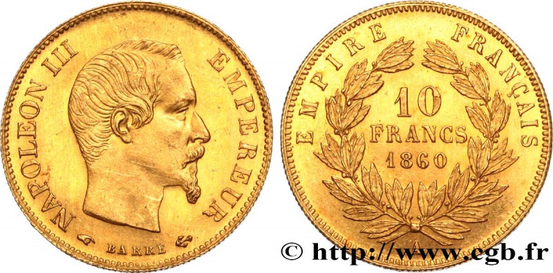 SECOND EMPIRE
Type : 10 francs or Napoléon III, tête nue 
Date : 1860 
Mint n...