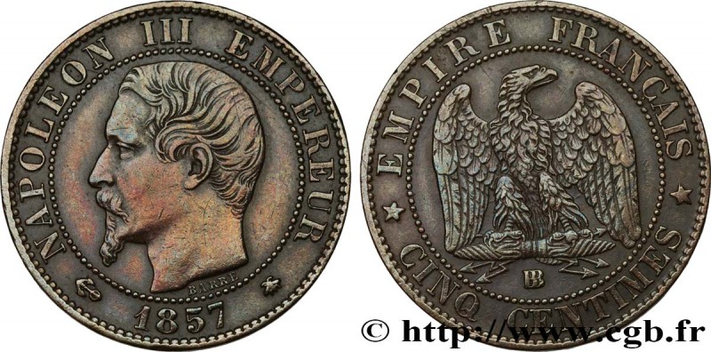 SECOND EMPIRE
Type : Cinq centimes Napoléon III, tête nue 
Date : 1857 
Mint ...
