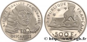 V REPUBLIC
Type : Belle Épreuve Platine 500 francs/70 écus - Descartes 
Date : 1991 
Mint name / Town : Pessac 
Quantity minted : 2000 
Metal : p...