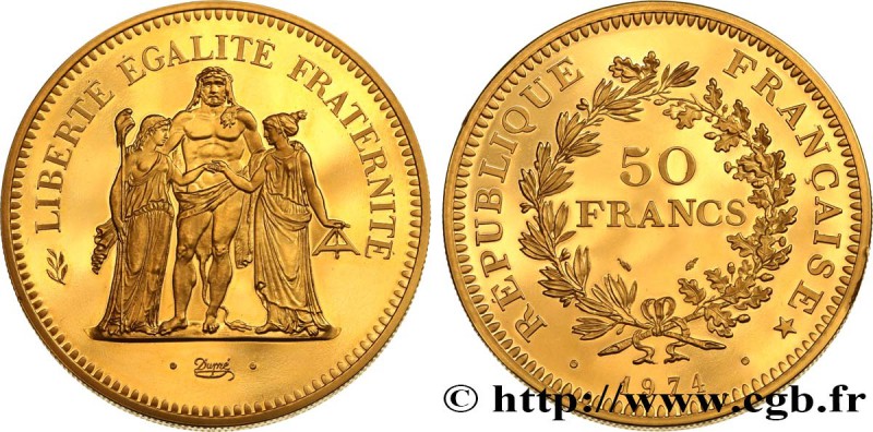 V REPUBLIC
Type : Piéfort or de 50 francs Hercule 
Date : 1974 
Quantity mint...