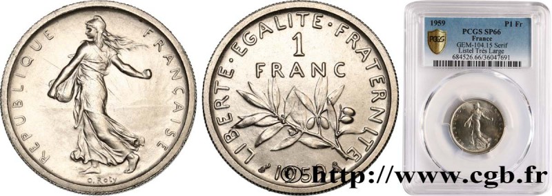 V REPUBLIC
Type : Pré-série sans le mot Essai de 1 franc Semeuse, nickel, liste...