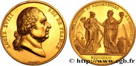 LOUIS XVIII
Type : Médaille pour l’industrie, remise à Amand-Samson Bosquillon 
Date : 1823 
Mint name / Town : 75 - Paris 
Metal : gold 
Diamete...