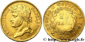 GERMANY - KINGDOM OF WESTPHALIA - JÉRÔME NAPOLÉON
Type : 20 Franken 
Date : 1809 
Mint name / Town : Paris 
Quantity minted : 9104 
Metal : gold ...