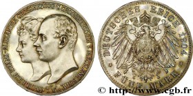 GERMANY - MECKLENBURG-SCHWERIN - FREDERICK-FRANCIS IV
Type : 5 Mark 
Date : 1904 
Mint name / Town : Berlin 
Quantity minted : 40000 
Metal : sil...