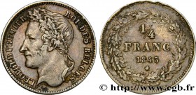 BELGIUM - KINGDOM OF BELGIUM - LEOPOLD I
Type : 1/4 Franc tête laurée 
Date : 1843 
Quantity minted : 8000 
Metal : silver 
Millesimal fineness :...