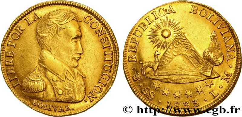 BOLIVIA - REPUBLIC
Type : 8 Escudos 
Date : 1833 
Mint name / Town : Potosi ...