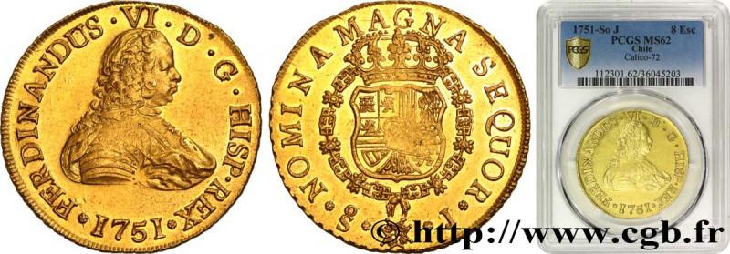 CHILE - FERDINAND VI
Type : 8 Escudos 
Date : 1751 
Mint name / Town : Santia...