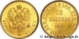 FINLAND - GRAND-DUCHY - NICHOLAS II
Type : 20 Markaa 
Date : 1912 
Mint name / Town : Helsinki 
Quantity minted : 881000 
Metal : gold 
Millesim...