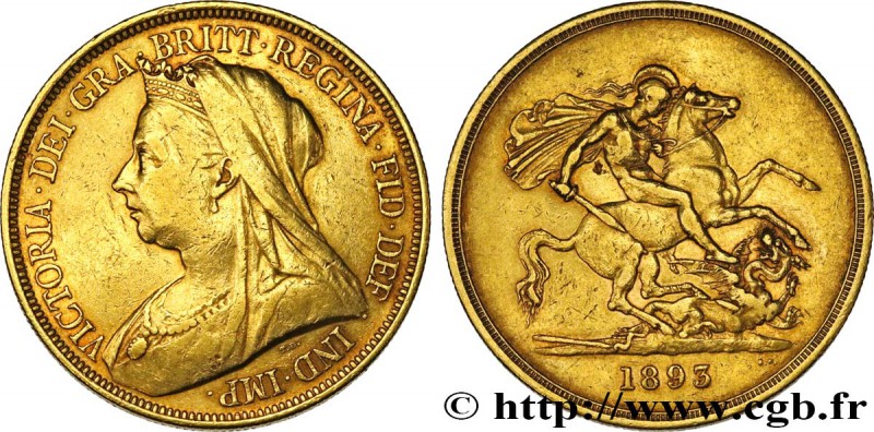 GREAT-BRITAIN - VICTORIA
Type : 5 Pounds (cinq souverains) 
Date : 1893 
Mint...