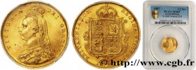 GREAT-BRITAIN - VICTORIA
Type : 1/2 Souverain “buste du jubilé” 
Date : 1887 
Mint name / Town : Londres 
Quantity minted : 872000 
Metal : gold ...