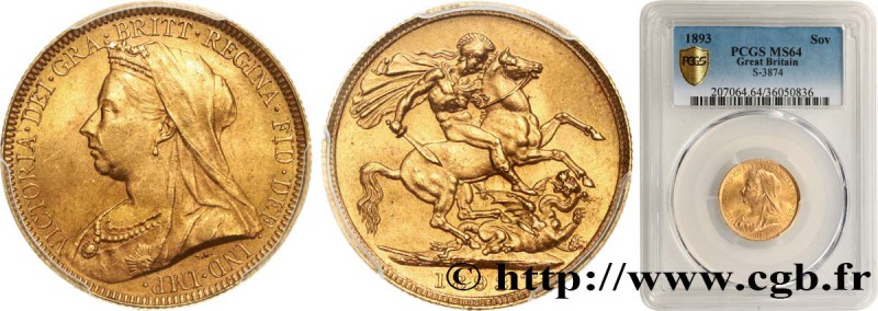 GREAT-BRITAIN - VICTORIA
Type : 1 Souverain “Old Head” 
Date : 1893 
Mint nam...