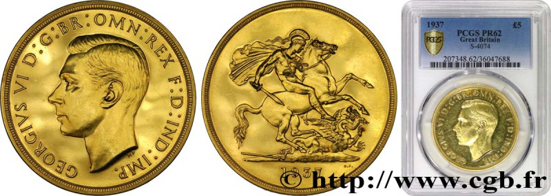 GREAT-BRITAIN - ANNE STUART - GEORGE VI
Type : 5 Pounds (5 souverains) Proof 
...