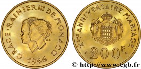 MONACO - PRINCIPALITY OF MONACO - RAINIER III
Type : 200 Francs or, dixième anniversaire du mariage 
Date : 1966 
Mint name / Town : Paris 
Quanti...