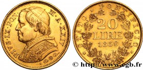 VATICAN - PIUS IX
Type : 20 Lire an XXIV 
Date : 1869 
Mint name / Town : Rome 
Quantity minted : 54462 
Metal : gold 
Millesimal fineness : 900...