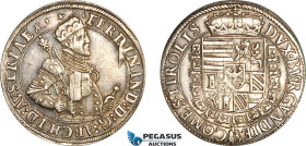 Austria, Ferdinand I, Taler ND (1564-95) Hall Mint, Silver, Dav-8099, Obv. die break, VF