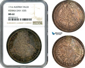 Austria, Charles VI, Taler 1716, Vienna Mint, Silver, Dav-1035, Very lustrous with old cabinet toning, exceptional condition, NGC MS62