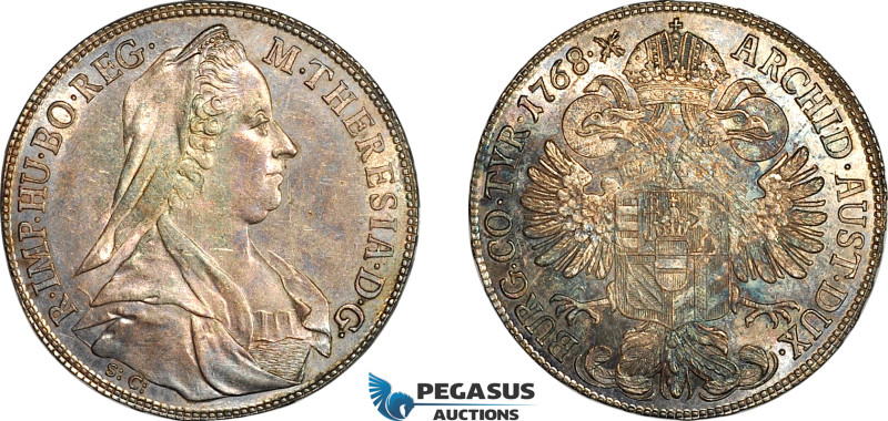 Austria, Maria Theresa, 1/2 Taler 1768, Günzburg Mint, Silver, Her-676, Lustrous...