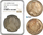 Austria, Maria Theresa, Taler 1761, Hall Mint, Silver, Dav-1121, Multicolour toning with very reflective fields, NGC AU58
