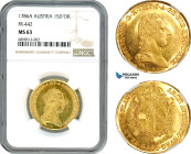 Austria, Joseph II, Souverain d'or 1786 A, Vienna Mint, Gold, Her-101, Fr-442, Very flashy, NGC MS63, Rare condition!