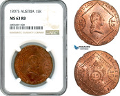 Austria, Francisc I, 15 Kreuzer 1807 S, Schmöllnitz Mint, Her-1028, Very rare condition and mint mark, NGC MS63 RB, Top Pop and single finest graded!