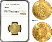 Austria, Francisc I, 1/2 Souverain d'or 1793 A, Vienna Mint, Gold, Her-198, NGC MS61