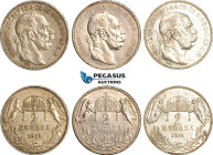 Austria, Franz Joseph, 2 Corona 1912, 1913, 1914, Kremnitz Mint, Silver, KM# 493, Light toning, EF
