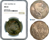 Austria, Franz Joseph, 5 Corona 1907, Vienna Mint, Silver, KM# 2807, NGC MS63