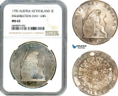 Austrian Netherlands, 3 Florins 1790, Brussels Mint, Dav-1285, Silver, Lustrous with light toning, rare condition, NGC MS63
