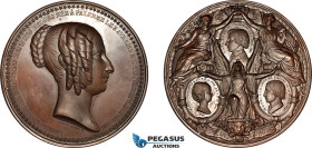 Belgium, Bronze Medal by L. Wiener (Ø80mm, 170.2g), Death of Louise d'Orleans (Empress of Mexico) Wurzbach 5720, Chocolate brown, UNC