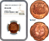 British North Borneo, 1/2 Cent 1886 H, Heaton Mint, KM# 1, NGC MS66 RB