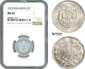 Bulgaria, Boris III, 1 Lev 1923, Aluminium, KM# 35, NGC MS63
