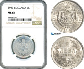 Bulgaria, Boris III, 2 Leva 1923, Aluminium, KM# 36, NGC MS64