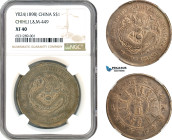 China, Chihli, Dollar Yr. 24, (1898) Tientsin Mint, Silver, L&M 449, NGC XF40, Rare!