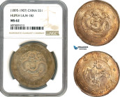 China, Hupeh, Dollar (1895-1907), Wuchang Mint, Silver, L&M 182, Very lustrous, amber toning, NGC MS62