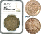 China, Kirin, Dollar 1900, Kirin Mint, Silver, Flower Basket, L&M-531, Cabinet toning, NGC AU50, Rare!