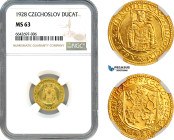 Czechoslovakia, Dukat 1928, Kremnica Mint, Gold, KM# 8, NGC MS63