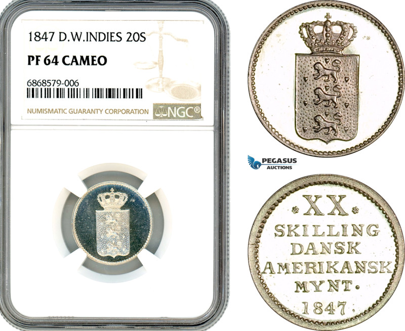 Denmark, Danish West Indies, Christian VIII, 20 Skilling 1847, Silver, KM# 17, B...