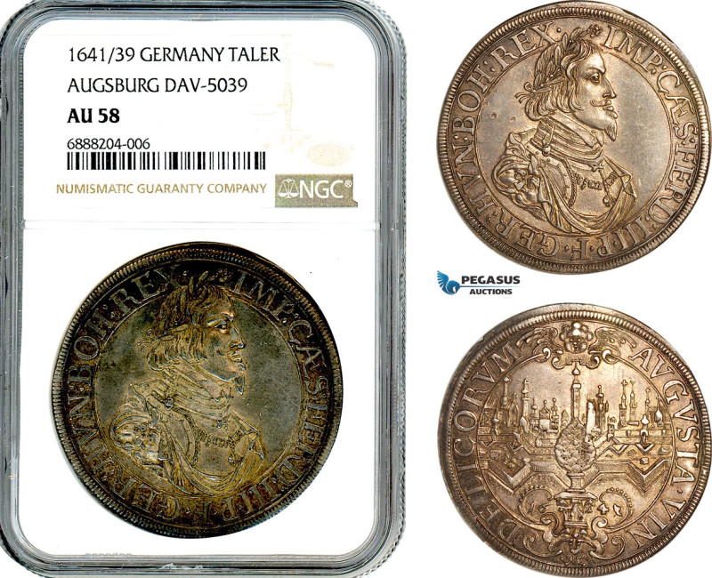 Germany, Augsburg, Ferdinand III, Taler 1641/39, Silver, Dav-5039, Old cabinet t...