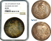 Germany, Augsburg, Ferdinand III, Taler 1641/39, Silver, Dav-5039, Old cabinet toning, NGC AU58