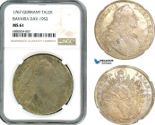 Germany, Bavaria, Maximilian III Joseph, Taler 1767, Silver, Dav-1953, Very rare condition, Old cabinet toning, NGC MS61, Top Pop and single finest gr...