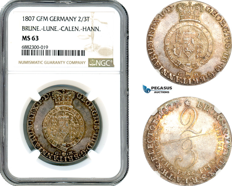 Germany, Brunswick-Luneburg-Calenberg-Hannover, 2/3 Taler 1807 GFM , Silver, KM#...