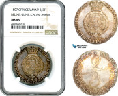 Germany, Brunswick-Luneburg-Calenberg-Hannover, 2/3 Taler 1807 GFM , Silver, KM# 422, Old cabinet toning, Very rare condition, NGC MS63, Top Pop