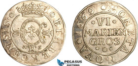 Germany, Einbeck City, 6 Mariengroschen 1669 AS, Silver (5.59g), Buck 119a, lustrous, aEF, Rare!