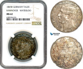 Germany, Brunswick-Calenberg-Hannover, George V, Taler 1865 B Waterloo, Silver, Dav-684, Multicolour toning, NGC MS62