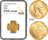Germany, Prussia, Wilhelm II, 20 Mark 1906 A, Berlin Mint, Gold, KM# 521, NGC MS62